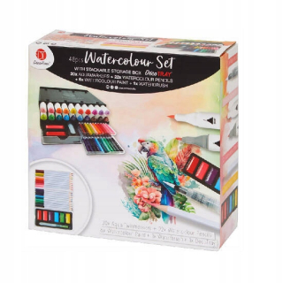 Sada vodových farieb WATERCOLOR a fixiek AQUAMARKERS DécoTime, 48 prvkov